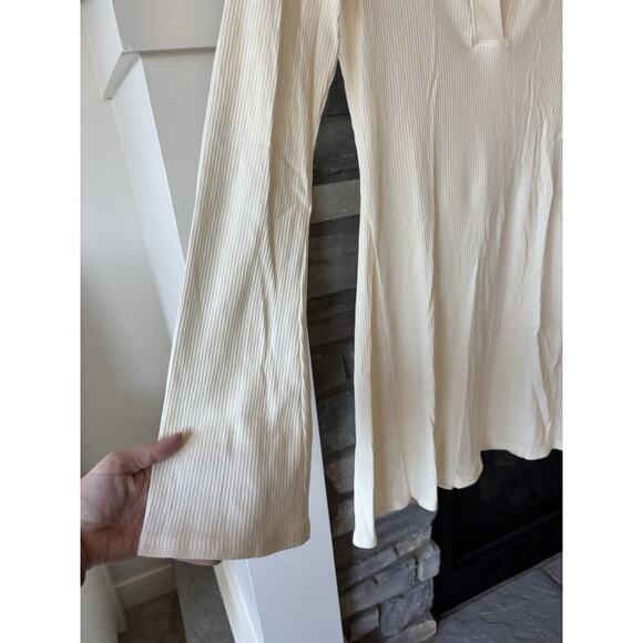 American Eagle Dress Women L Cream Preppy Collared Academia Christmas Minimal - Picture 4 of 12